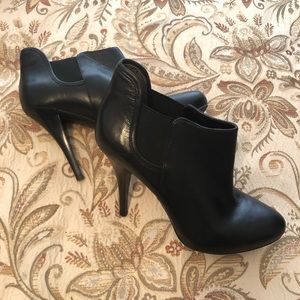 Black upper leather ankle boots